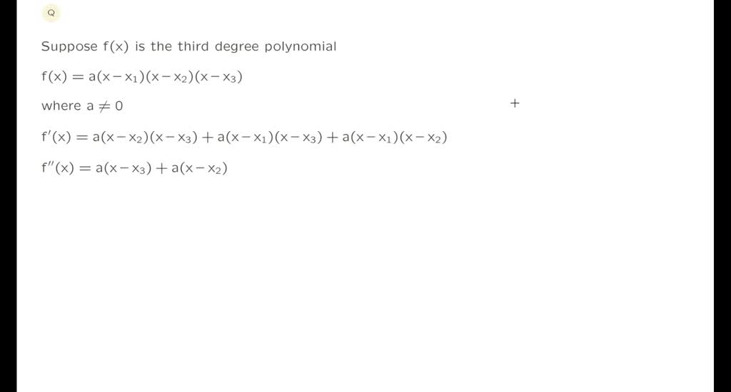 SOLVED Show that a cubic function (a thirddegree polynomial) always