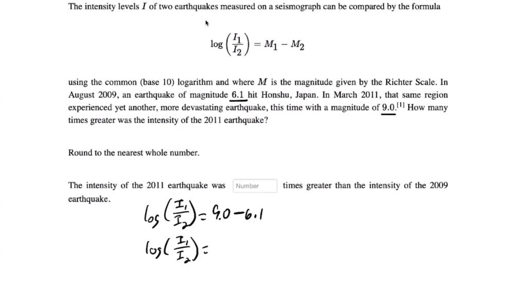 solved-the-intensity-levels-i-of-two-earthquakes-measured-on-a