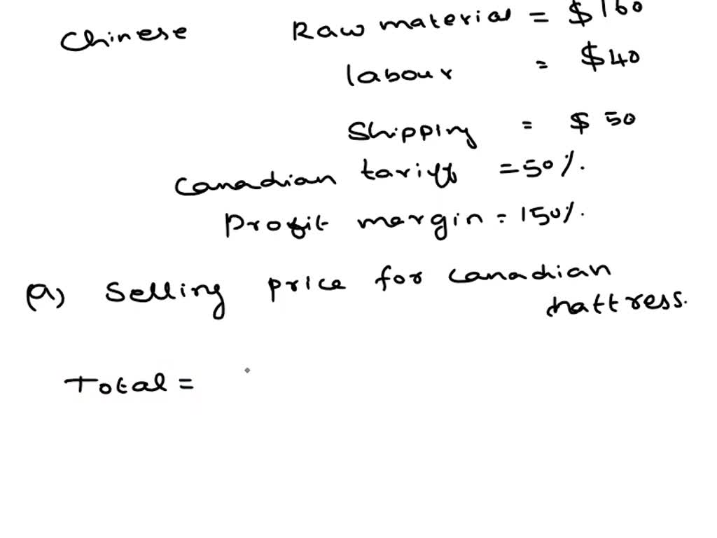 SOLVED A Canadian company can produce a mattress using 160 worth of