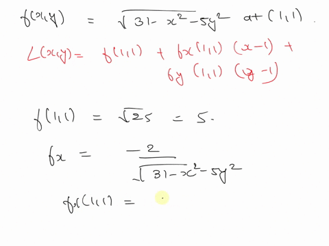1-point-find-the-linearization-of-the-function-fxy-v31-x2-5y2-at-the-point-11-lxy-use-the-linear-approximation-to-estimate-the-value-of-f0911-f0911-03429