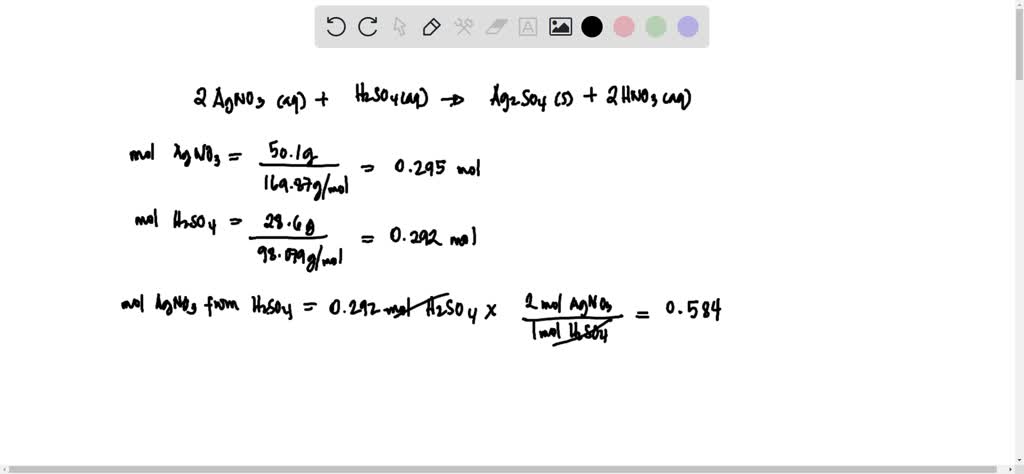 Solved: If 50.1 G Of Agnoâ‚ƒ Reacts With 28.6 G Of Hâ‚‚soâ‚„ According 