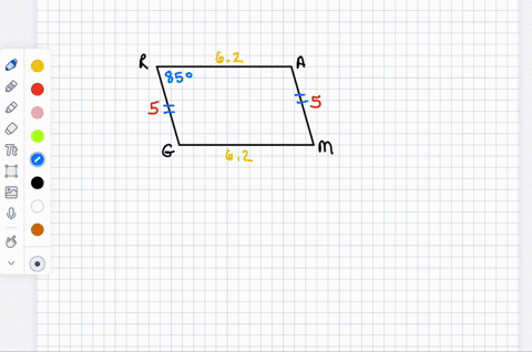 Pagram Math Parallelogram gram with gr am 5 cm ramg 62cm and angle r 85...