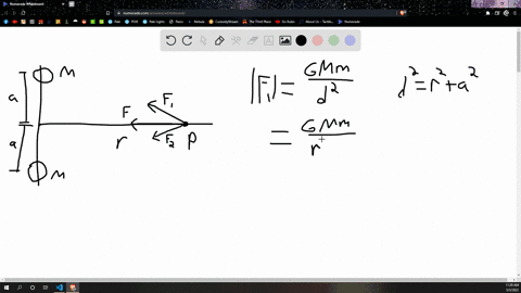 gravitation-exercises-problem-1-consider-the-following-figure-an-illustration-shows-two-particles-each-labeled-m-one-placed-at-each-end-ofa-vertical-line_-a-horizontal-line-intersects-the-ve-33972