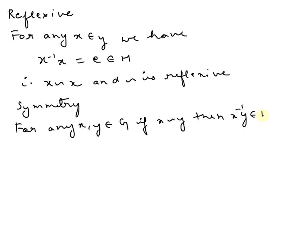 SOLVED: Exercise 1: Let G be a group, and let ∼ be the binary relation ...