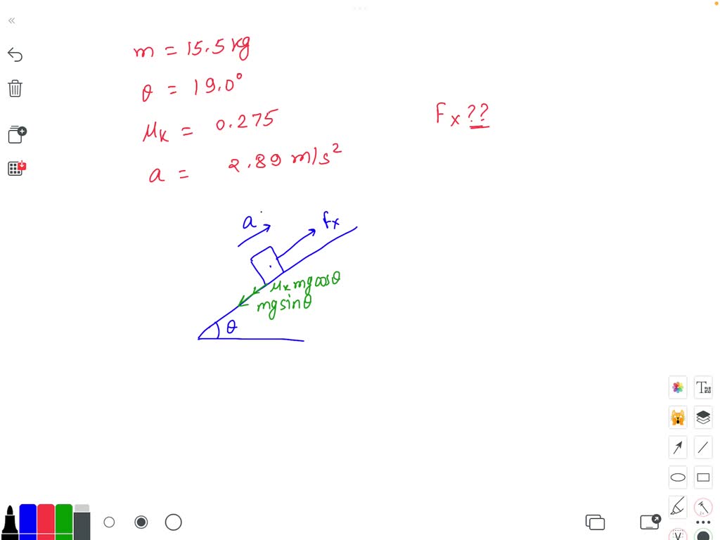 SOLVED: box of mass m = 21.5 kg is pulled up ramp that IS inclined at ...