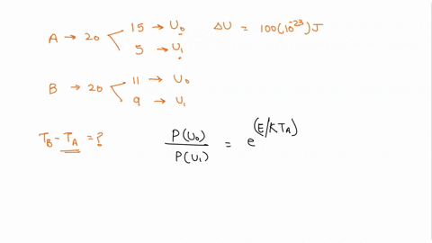 please-solve-this-asap-consider-two-samples-a-and-b-each-consists-of-20-particles-particles-can-exist-in-either-one-of-two-energy-levels-u0-and-u1-that-differ-in-energy-by-100-x-10-23-j-samp-71193