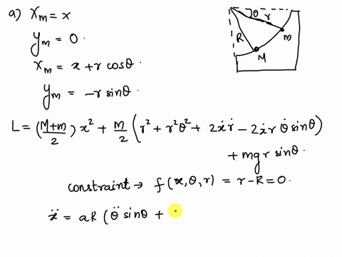 5-a-particle-of-mass-m-slides-down-a-smooth-circular-wedge-of-mass-m-as-shown-in-figur-1-the-wedge-rests-on-a-smooth-horizontal-table-find-a-the-equation-of-motion-of-m-and-m-and-b-the-react-42616