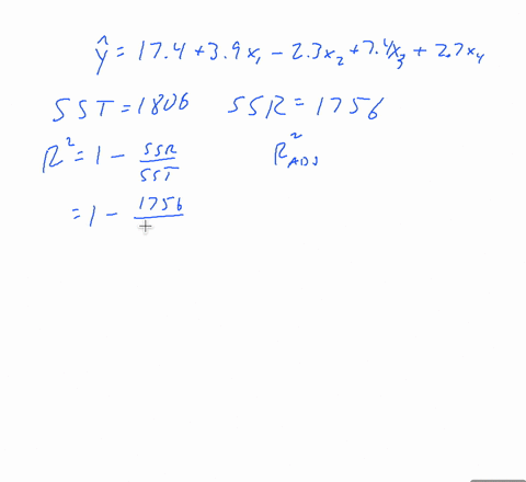 the-following-estimated-regression-equation-is-based-on-30-observations-the-values-of-sst-and-ssr-are-1806-and-1756-respectively
