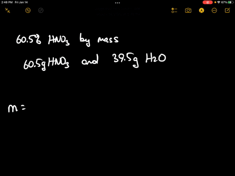 what-is-the-molality-of-605-by-mass-nitric-acid-hno3-solution-98219