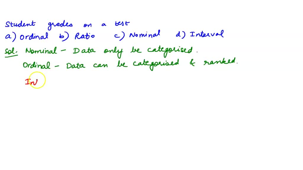 SOLVED: Determine Which Of The Four Levels Of Measurement (nominal ...