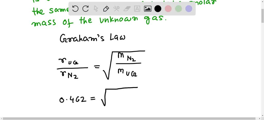 Solved An Unknown Gas Effuses At A Rate That Is 0462 Times That Of Nitrogen Gas At The Same 3186