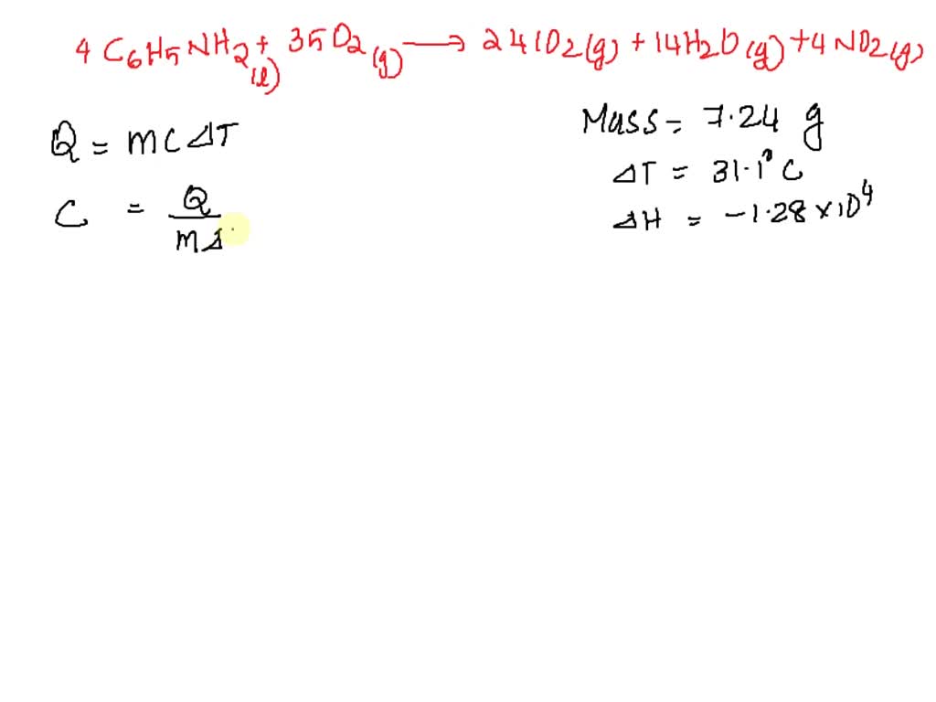 SOLVED VJA 7.24 sample of aniline (C6HSNH2) WuS combusted bomb