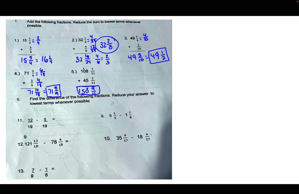 SOLVED TEST II Computation 10 Points 1Ominutes A Addition And 