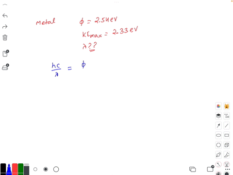 a-metal-has-a-work-function-254ev-photons-of-a-certain-wavelength-incident-on-this-metal-produce-electrons-with-a-maximum-kinetic-energy-233ev-determine-the-wavelength-of-the-incident-photon-52953