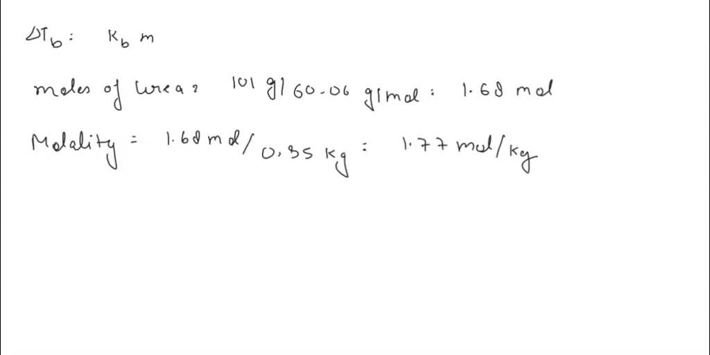Solved the molal boiling point elevation constant k is 144 c kg mol