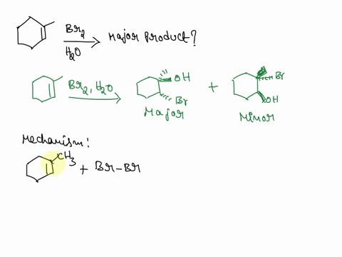 what-is-the-major-product-of-the-reaction-below-draw-and-label-the-intermediates-formed-for-one-point-show-the-electron-flow-arrows-for-the-reaction-mechanism-and-be-sure-to-show-stereochemi-67553