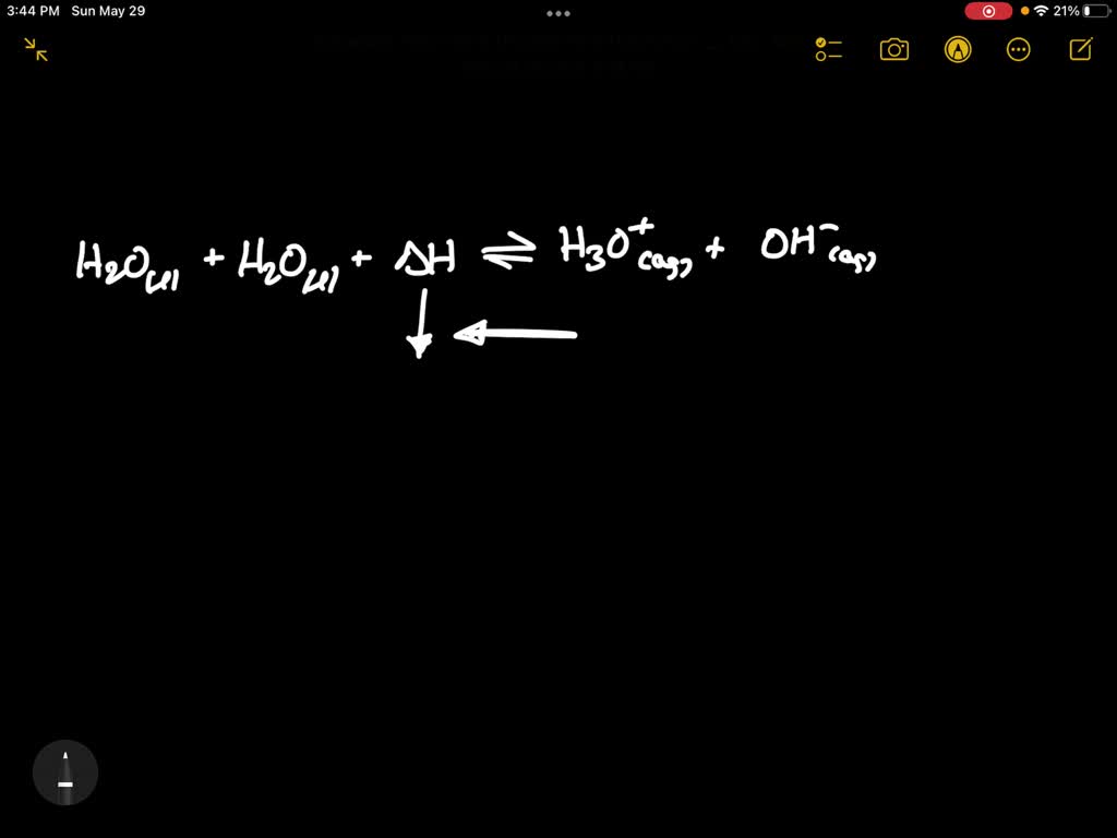 SOLVED: The autoionization of water, as represented by the below