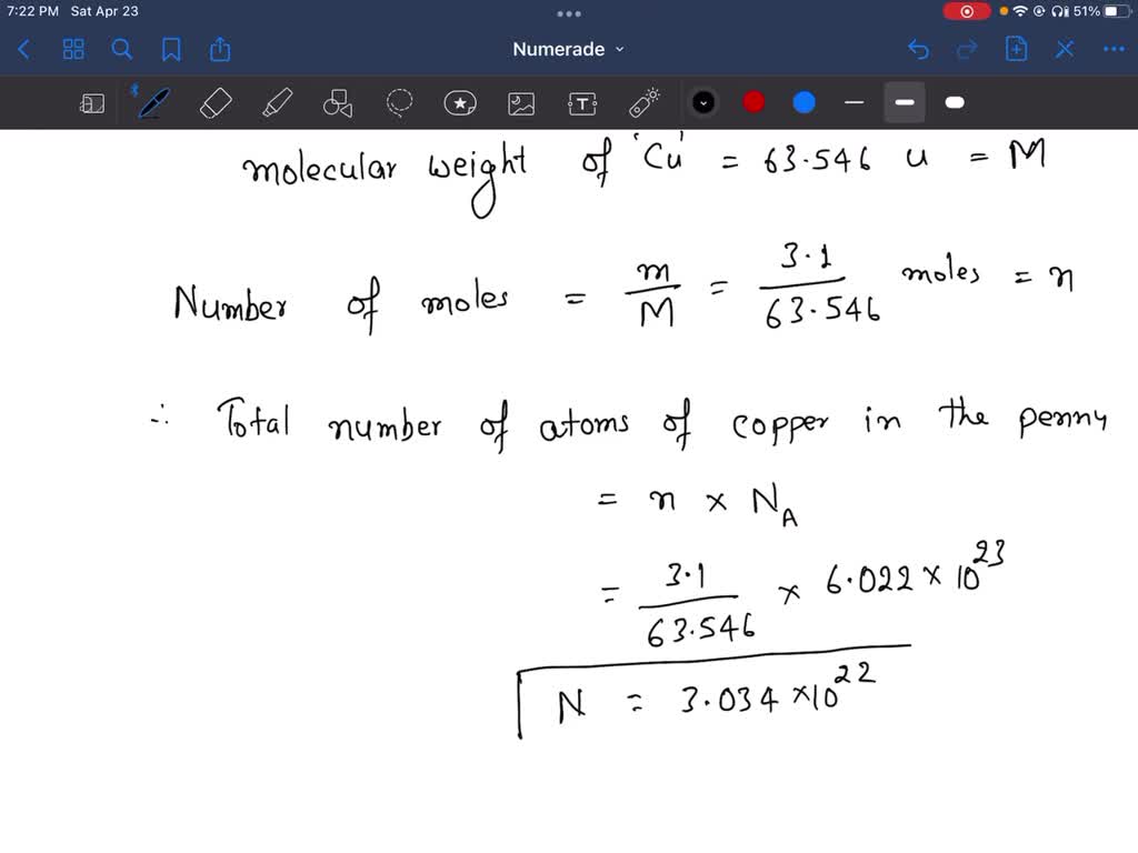 SOLVED copper penny has mass of 3.1 grams. Being electrically neutral