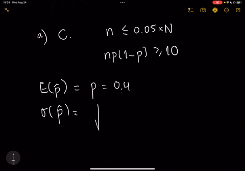 suppose-a-simple-random-sample-of-size-n-150-is-obtained-from-a-population-whose-size-is-n-25000-and-whose-population-proportion-with-a-specified-characteristic-is-p-04-complete-parts-a-thro-75394