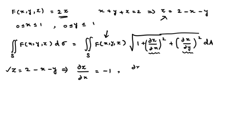 integrate-the-function-fxyz-2z-over-the-portion-of-the-plane-x-y-z-2-that-lies-above-the-square-0-sxs1-0sy-the-xy-plane-ss-fxyz-do-type-an-exact-answer-using-radicals-as-needed-27273