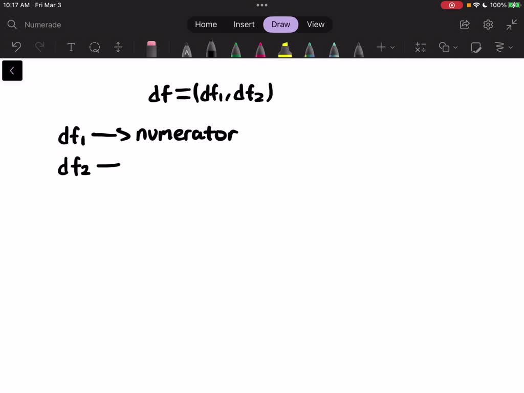 SOLVED: An F-curve has df = (12, 7). What is the number of degrees of ...