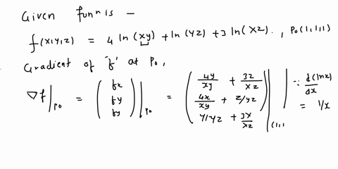 find-the-directions-in-which-the-function-increases-and-decreases-most-rapidly-at-p0-then-find-the-derivatives-of-the-function-in-those-directions-fxyz4lnxylnyz3lnxz-p0111-in-which-direction-03366