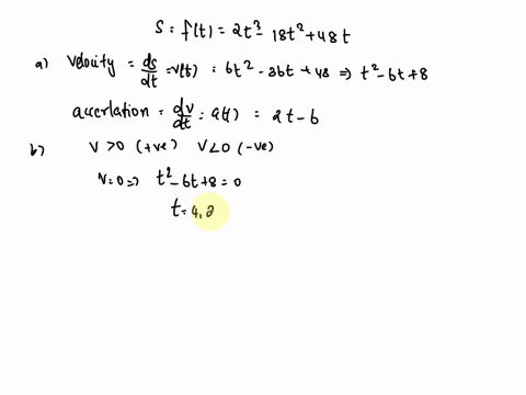 a-particle-moves-on-a-horizontal-line-so-that-its-coordinate-in-feet-at-time-t-seconds-is-given-ft-2t-3-18t-2-48t-find-the-velocity-and-acceleration-functions-when-is-the-particle-moving-in-3344