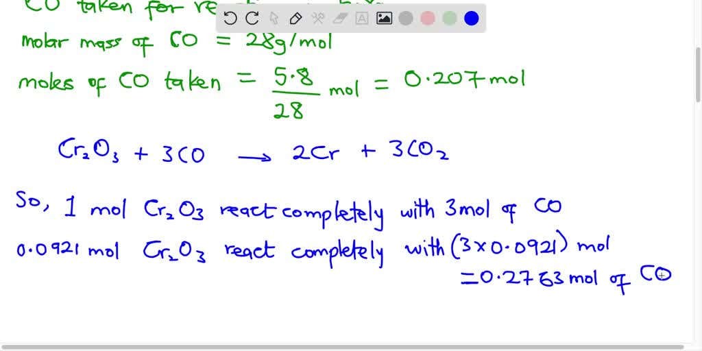 SOLVED: Chromium oxide reacts with carbon monoxide to produce carbon ...