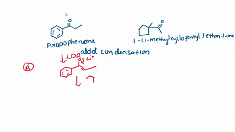 consider-the-mixed-aldol-condensation-reaction-of-1-1-methylcyclopentylethanone-shown-below-and-propiophenone-shown-below-propiophenone-1-1-methylcyclopentylethan-i-one-two-major-mixed-aldol-92594