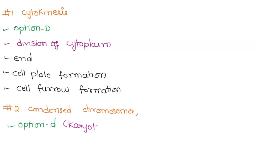 SOLVED: Cytokinesis A Involves formation of a cleavage furrow in ...