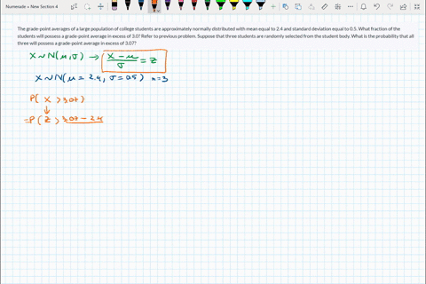 the-grade-point-averages-of-a-large-population-of-college-students-are-approximately-normally-distributed-with-mean-equal-to-24-and-standard-deviation-equal-to-05-what-fraction-of-the-studen-00463