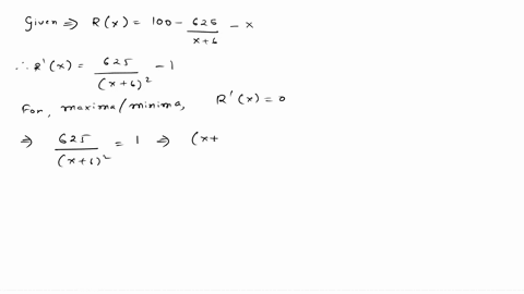 the-revenue-function-for-a-one-product-firm-is-given-by-the-following-equation-625-rx-100-x6-find-the-value-of-x-that-results-in-maximum-revenue-the-maximum-revenue-results-when-x-40365