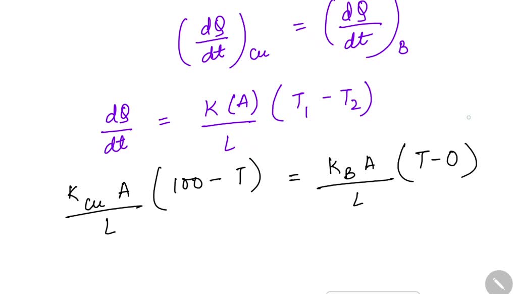 SOLVED: Assume that the thermal conductivity of copper is four times ...