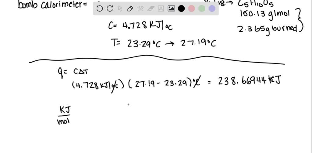 SOLVED A bomb calorimetry experiment is performed with xylose; CsHiOs (s),as the combustible