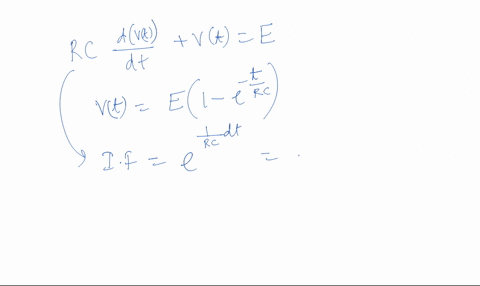 capacitor-c-is-charged-by-applying-a-steady-voltage-e-through-resistance-r-the-potential-difference-between-the-plates-v-is-given-by-the-differential-equation-dvt-rc-vt-e-dt-show-that-vt-e1-44003