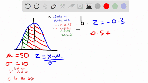 for-a-normal-distribution-where-the-mean-is-50-and-the-standard-deviation-is-10-what-percentage-of-the-area-is-a-between-the-scores-of-40-and-47-_________-b-above-a-score-of-47__________-c-b-50044