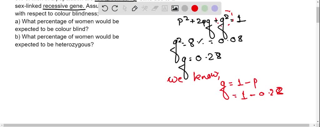 Solved 3 About 8 Of Men In A Population Are Red Green Colour Blind Due To A Sex Linked 4815