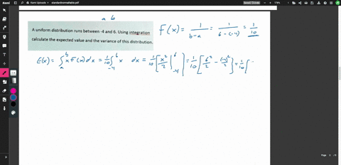 a-uniform-distribution-runs-between-4-and-6-using-integration-calculate-the-expected-value-and-the-variance-of-this-distribution-28157