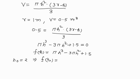 the-volume-v-of-a-spherical-tank-of-radius-r-is-related-to-the-depth-of-ithe-liquid-h-by-th3r-h-use-this-function-for-r-1-m-and-v-05-m-and-the-data-provided-in-the-determine-table-below-to-a-14631