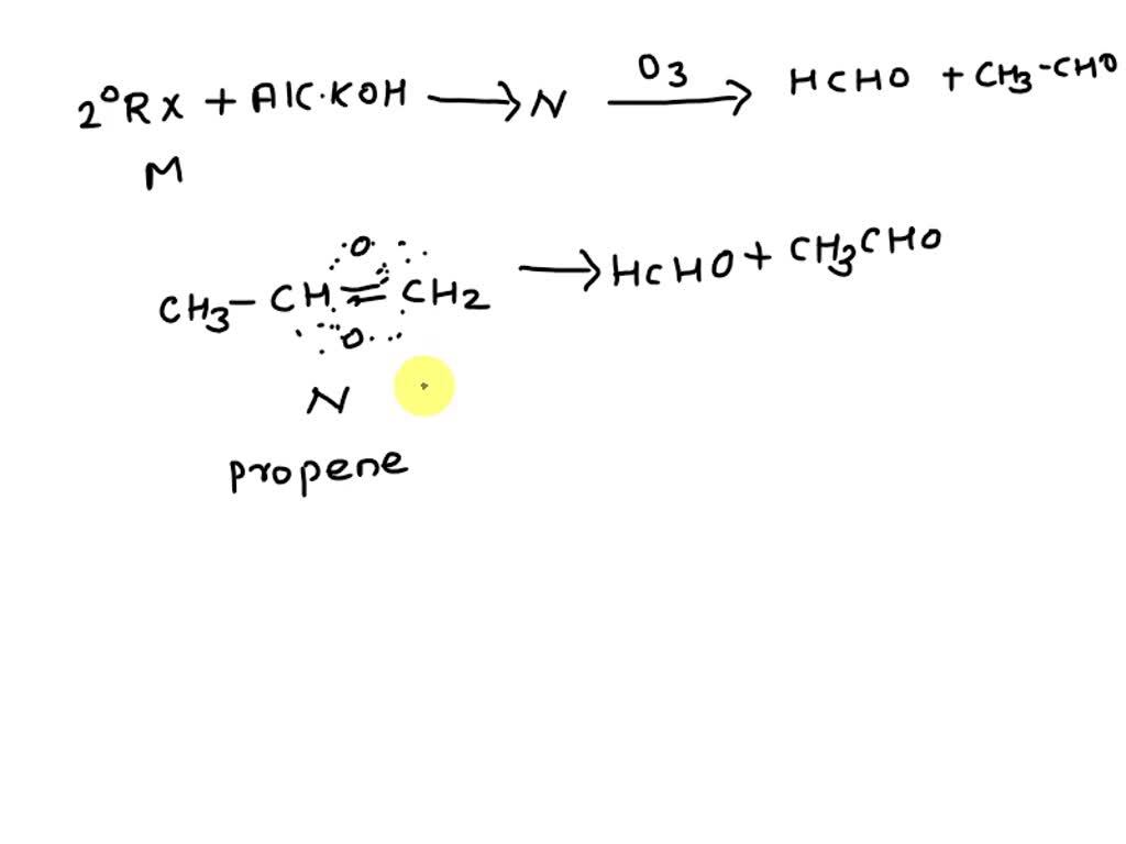 A secondary haloalkane 'M' when heated with alcoholic KOH produces