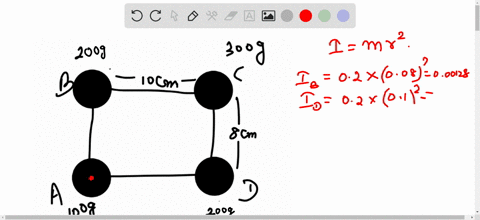 review-the-four-masses-shown-in-figure-1-are-connected-by-massless-rigid-rods_-assume-that-in-200-g-find-the-moment-of-inertia-about-an-axis-that-passes-through-mass-and-is-perpendicular-to-05156