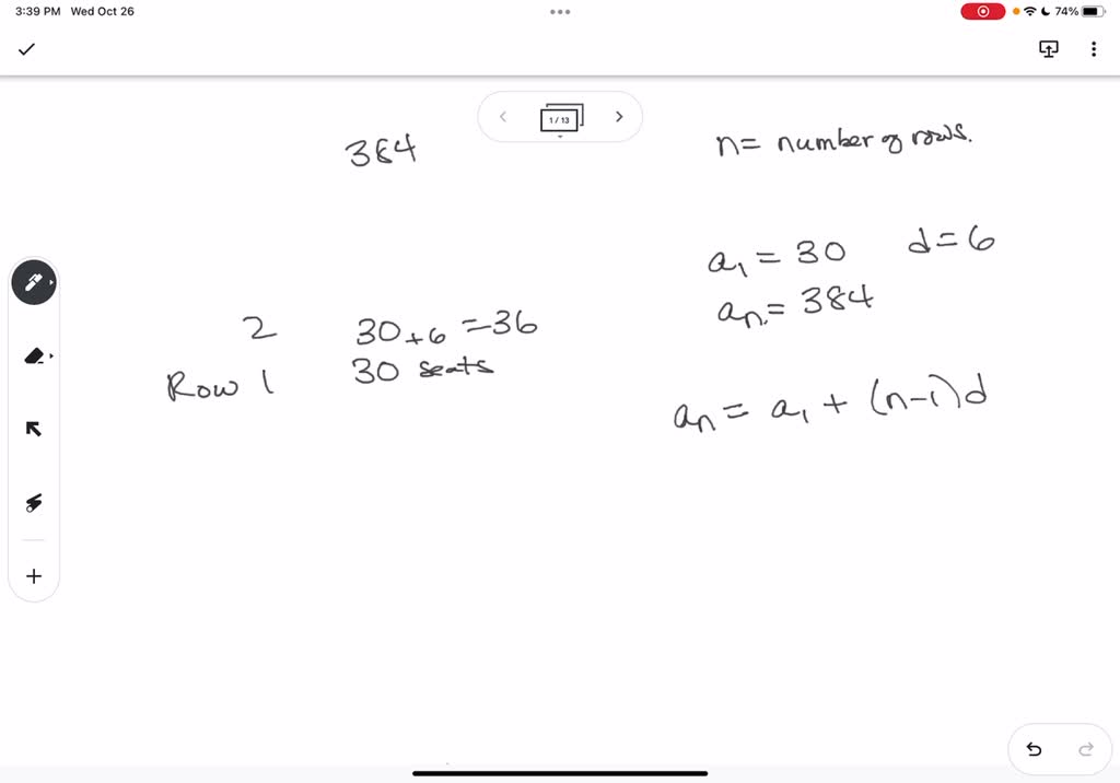 SOLVED: How many rows are in an auditorium if the first row has 30 ...