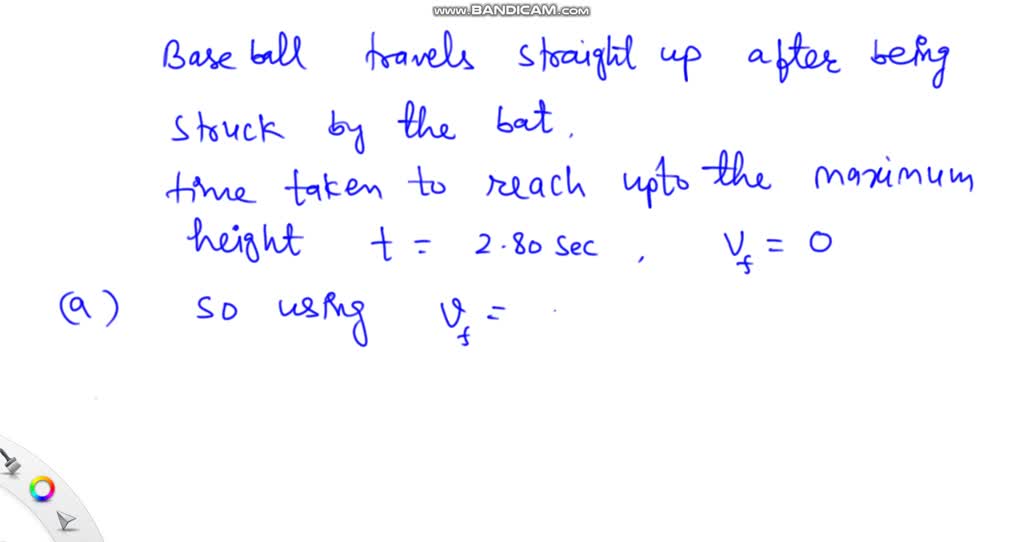 SOLVED A baseball is hit so that it travels straight upward after