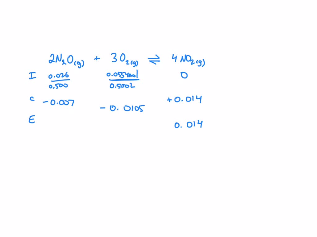 SOLVED: Consider the reaction 2NO(g) + 3O2(g) ⇌ 4NO(g). Exactly 0.0563 ...