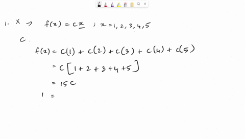 1suppose-that-a-random-variable-x-has-a-discrete-distribution-with-the-following-probability-mass-function-fx-cx-if-x-1-2-3-4-5-fx0-otherwise-determine-the-value-of-the-constant-c-2-suppose-07353