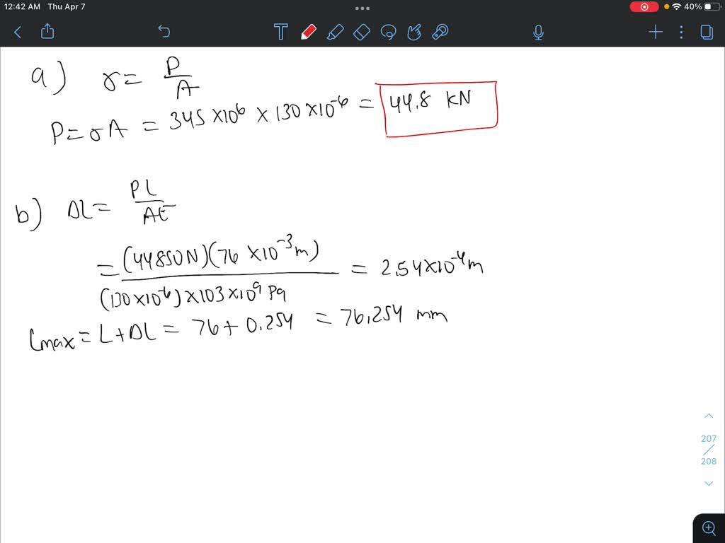 Solved b) Calculate the value of stress in N/mm2 and