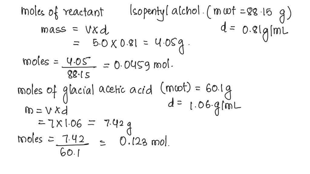 SOLVED: Calculate the theoretical yield and the limiting reagent of