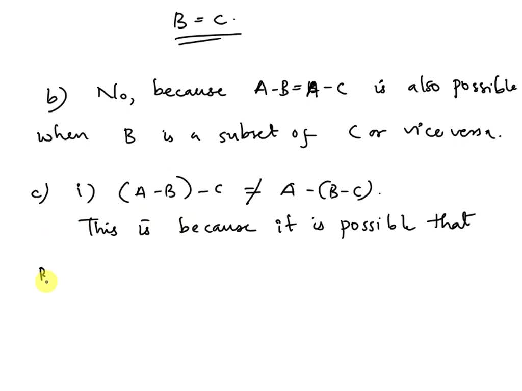 SOLVED: Problem # 2. A Closer Look At The Difference Set Operation ...