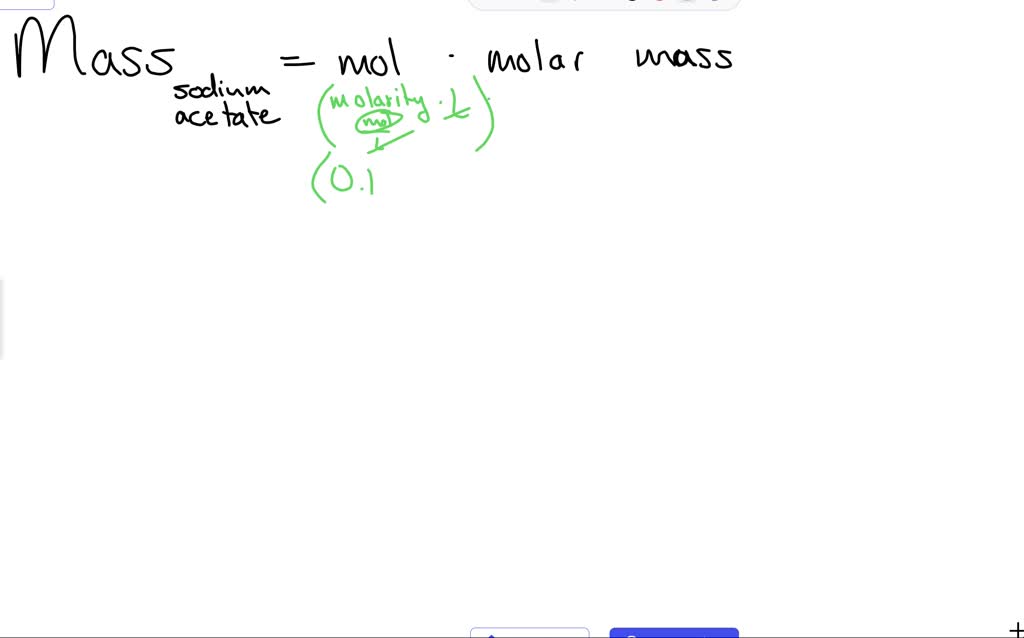 calculate the mass of sodium acetate required to prepare 250 ml