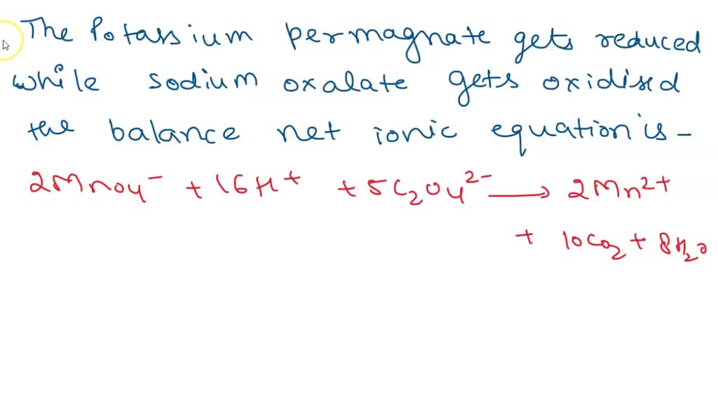 SOLVED what is the redox ratio between sodium oxalate and potassium